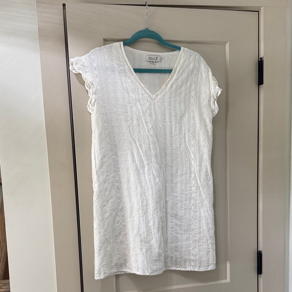 White cotton embroidered summer dress